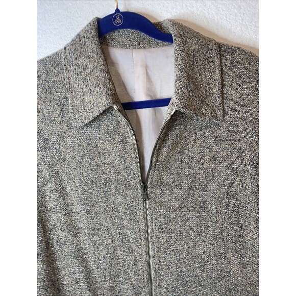 Mino Lombardi Wool Silk Tweed Womens 12 Zip Trench Jacket gorp Speckle ITALY - Picture 3 of 12